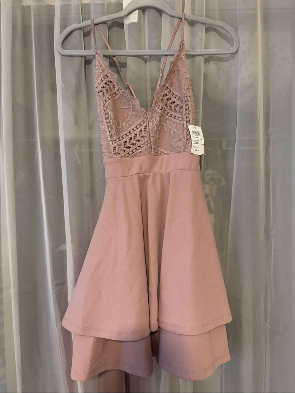 Windsor Dusty Rose Lace Bodice Tiered Dress